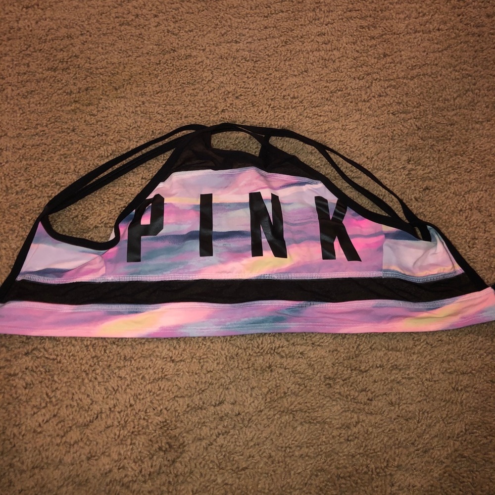 pink halter top sports bra